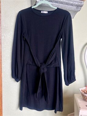 🖤Body Con🖤Women’s Black Long-Sleeve Tie-Waist Dress